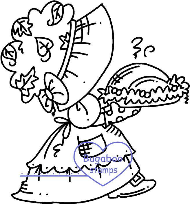 Sunbonnet Thanksgiving Digi Stamps, Images, Clip Art, - Cartoon (671x750)