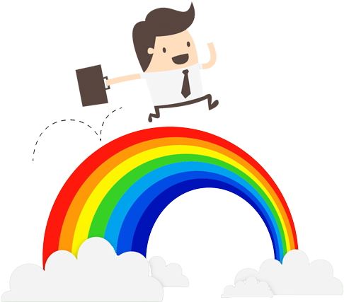 Happy Man Color Theory For Photographers - Rainbow Clouds Background Png (500x500)