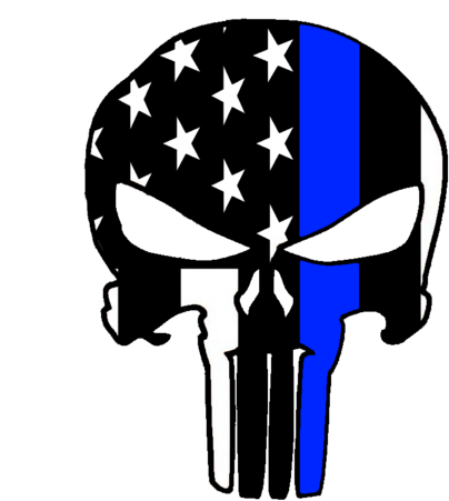 Thin Blue Line Punisher Drinkware - Blue Line Punisher Skull (480x480)