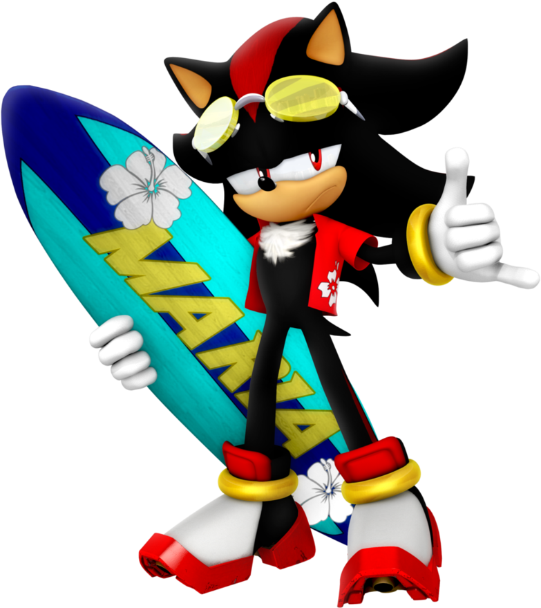 Hawaiian Shadow Render By Nibroc-rock - Shadow The Hedgehog Hawaiian Shirt (894x894)