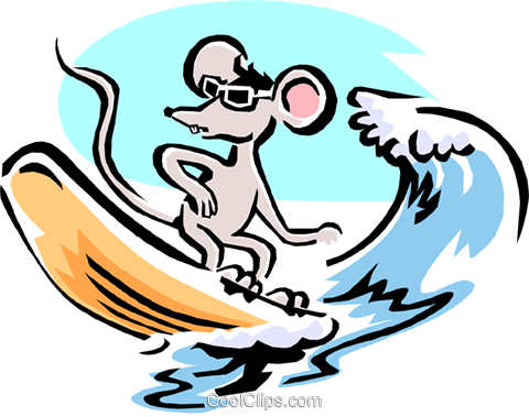 Mouse Cartoon Surfing Mouse Royalty Free Vector Clip - Cartoon Surfing Png (480x379)