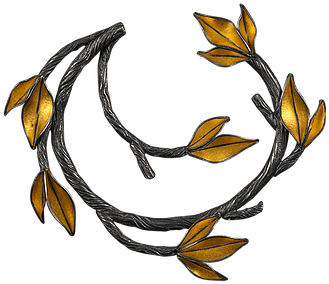 A Brooch Made With Sterling Silver Twigs And Gold Overlay - Silver (374x374)