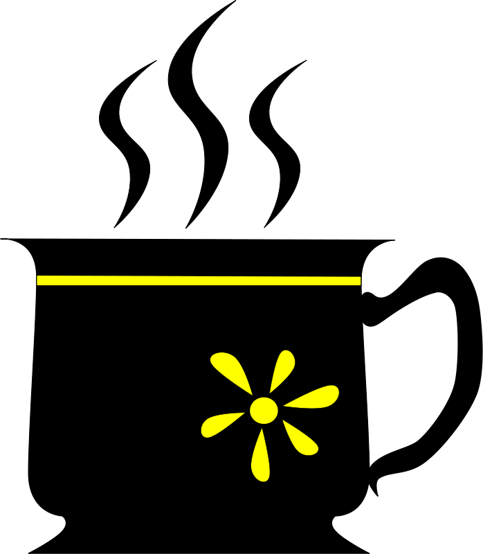 Black Cup With Yellow Flower Clip Art Download - Black Cup With Yellow Flower Clip Art Download (698x800)