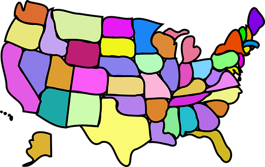 United States, States, Usa, America, Map - Cities States Countries And Continents (539x340)