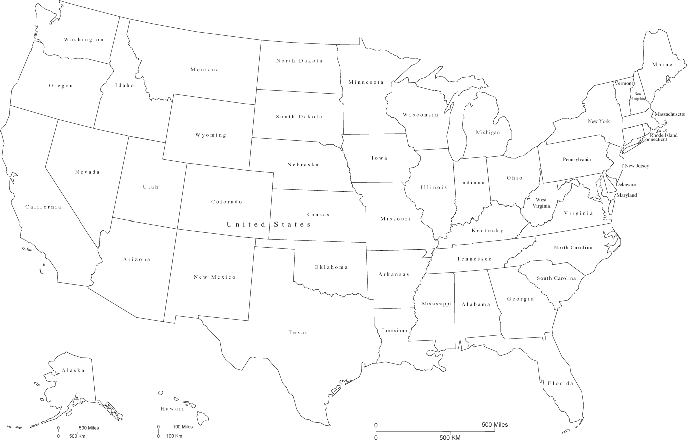 United States Black White Map With States And State - African American Reverse Migration (1369x882)