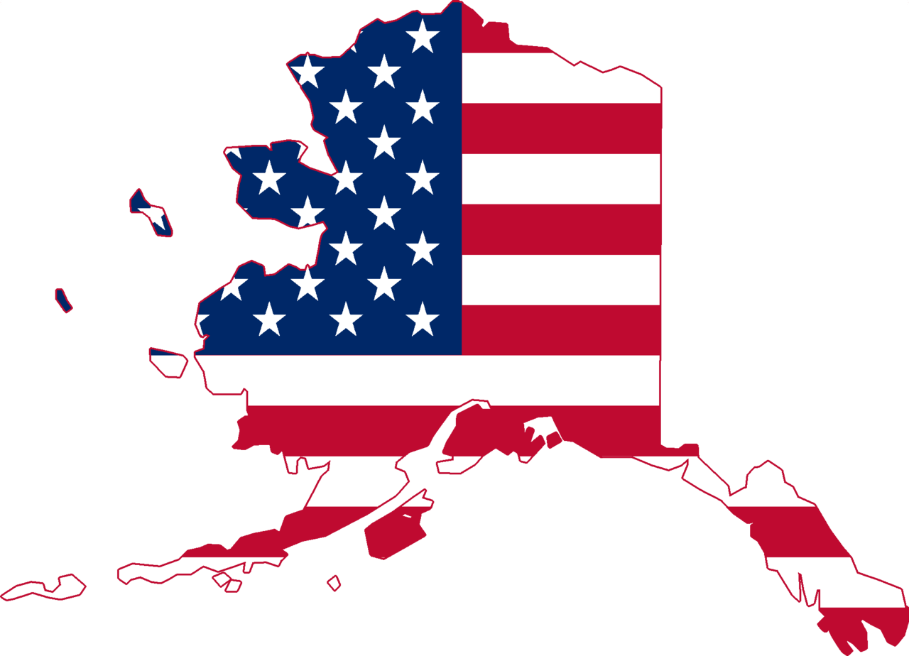 Flag Map Of Alaska - Alaska With Us Flag (1280x924)