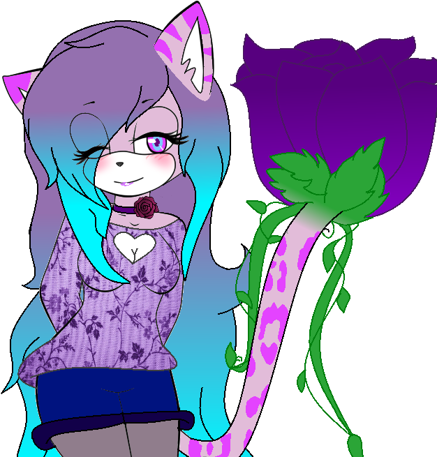 Fleur Alura The Flower Tail Cat By Ghosthogphantazia - Cartoon (800x700)