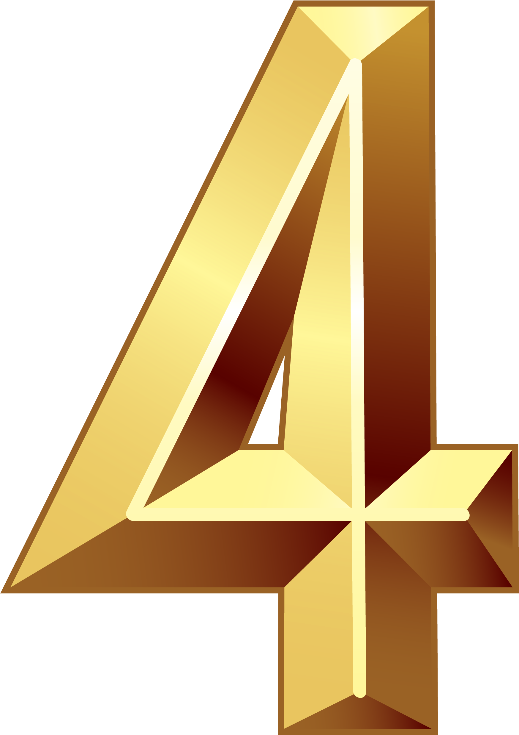 Gold Number Four Png Clipart Image - Number 4 Png (1946x2575)