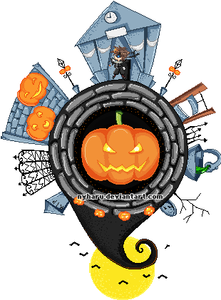 Halloween Town By Nyharu - Illustration (451x436)