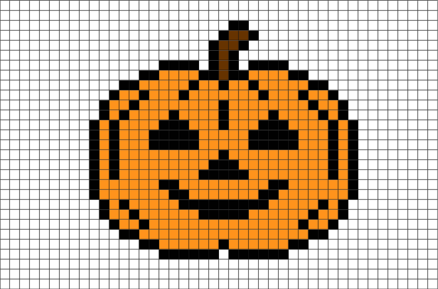 Halloween Pumpkin Pixel Art - Pumpkin Minecraft Pixel Art - (880x581)...