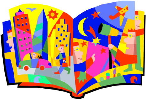 Storybook, Life In The City Royalty Free Vector Clip - Stories Clip Art (500x344)