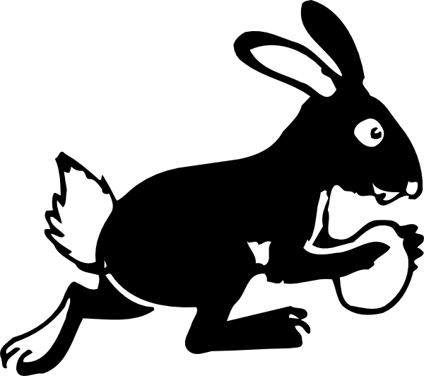 Bunny Running With Egg Clip Art - Gambar Kelinci Vector (600x532)
