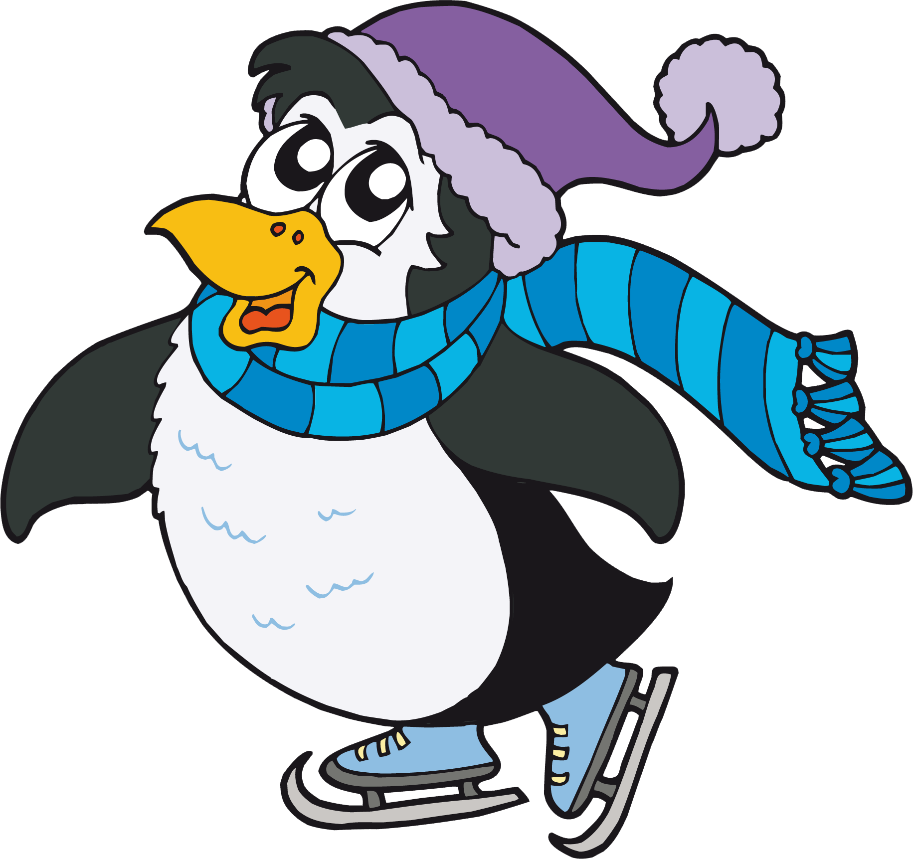 Ice Skating, Penguins, Applique, Group, Pin Pin, Christmas, - Funny Penguin Vinyl Wall Decal (black) (1831x1723)