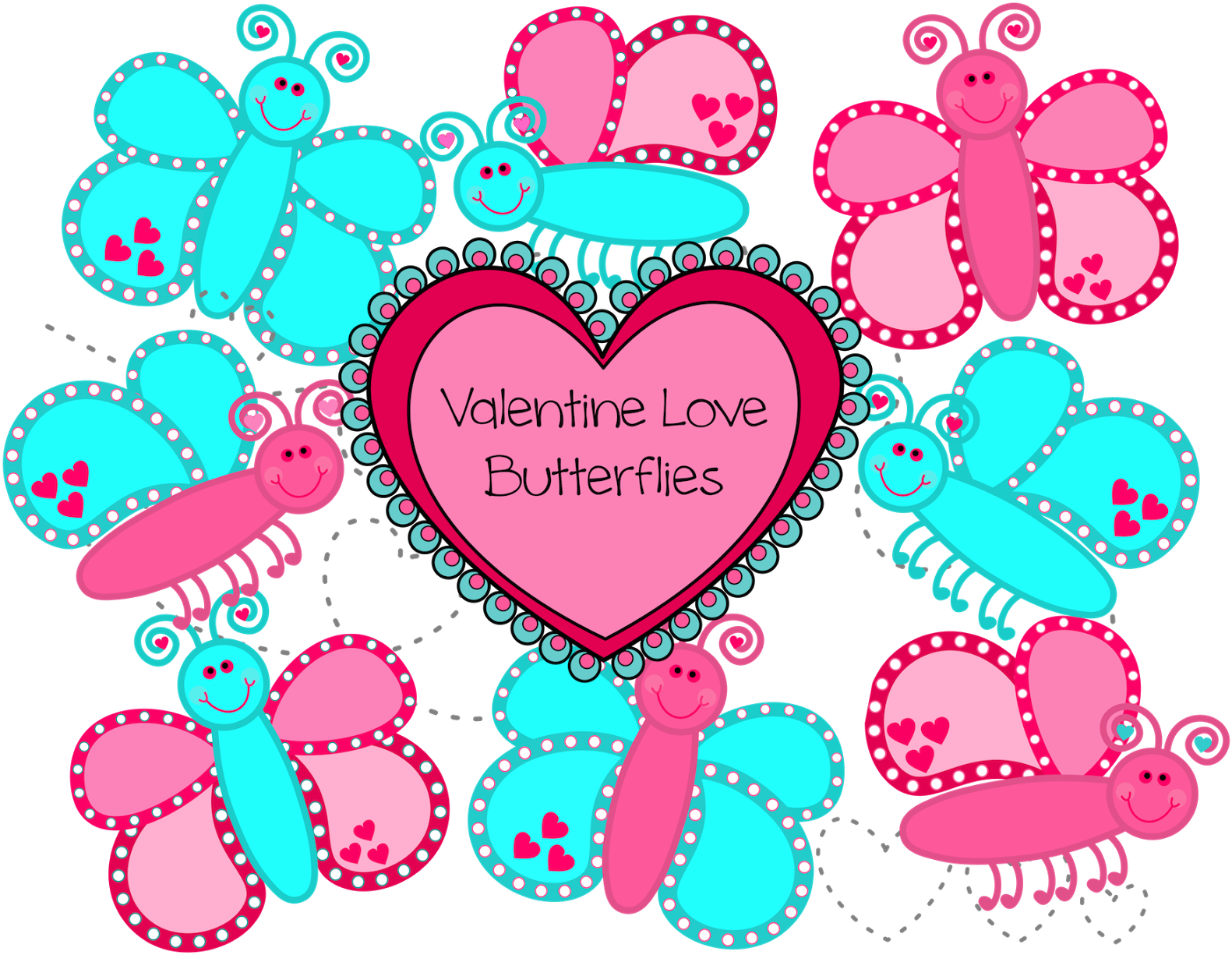 Butterfly Clipart Valentine S Day Pencil And In Color - Design (1600x1239)
