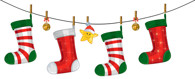 Picture - Christmas Stockings Clipart (629x256)