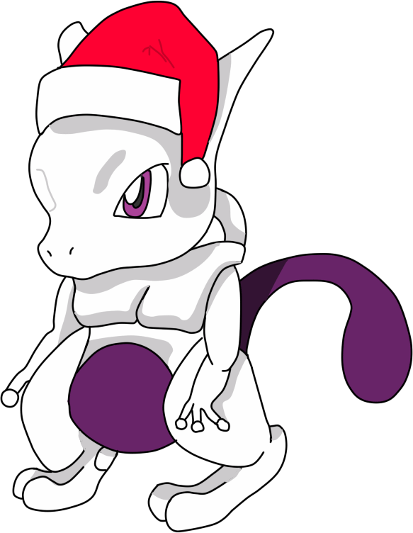Christmas Mewtwo By Monsterdrawing - Cartoon (583x752)