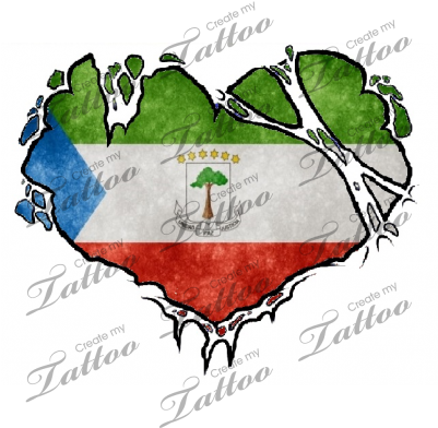 Marketplace Tattoo Equatorial Guinea Flag Heart Tattoo - Equatorial Guinea Flag (400x400)