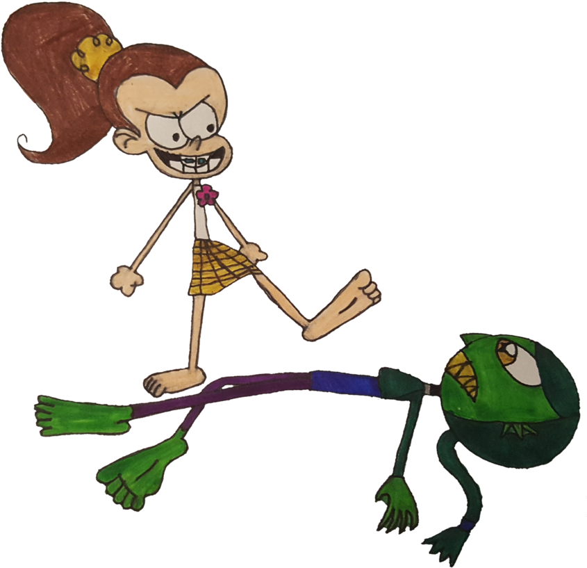 Luan Loud Has De Feet Ed Moon Head By Hyperdolphin - Luan Loud (900x841)