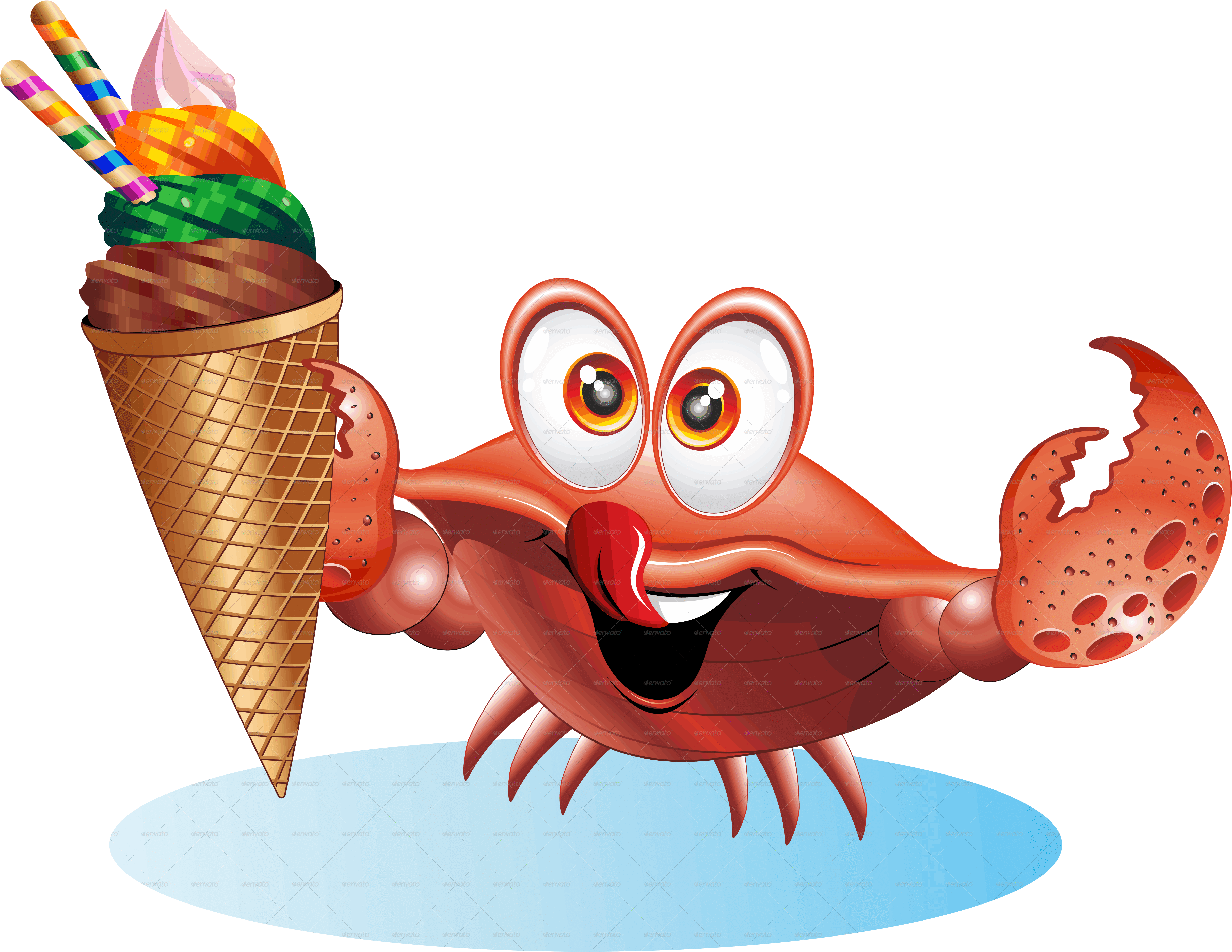 Crab Cartoon With Ice Cream-giff5000 - Cartoon Ice Cream Png (5000x5000)