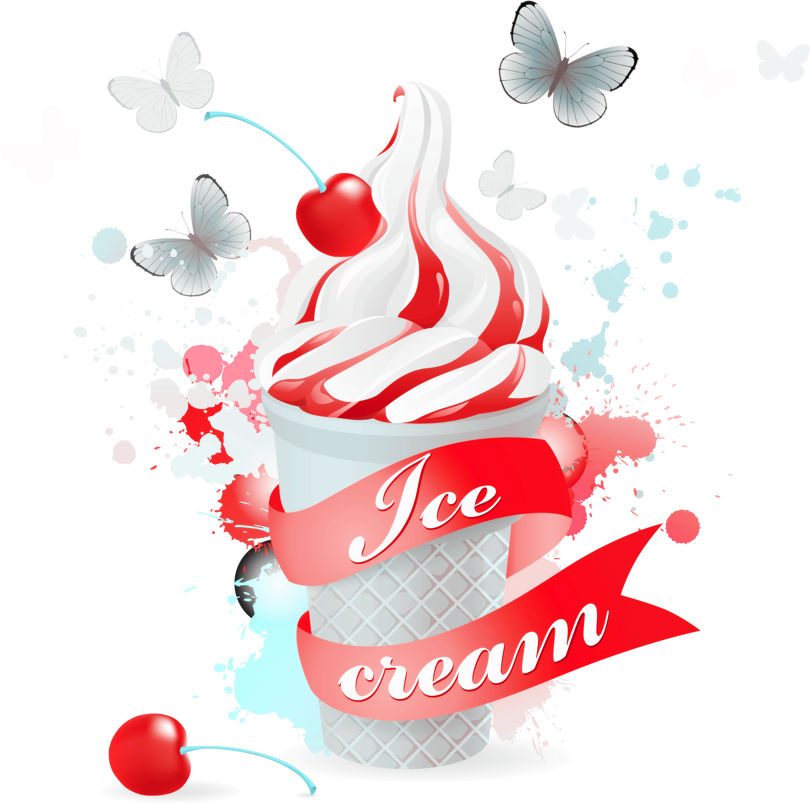 Ice Cream Cone Sundae - Vector Of Ice Cream (2958x2958)