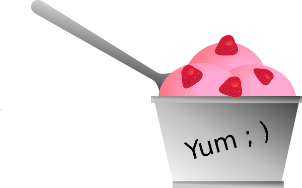 Bowl Clipart Strawberry - Strawberry Ice Cream (600x373)