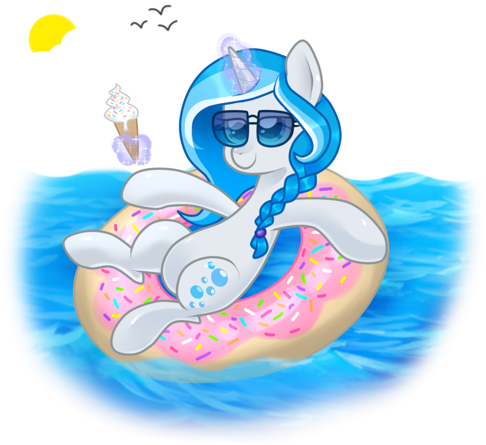 Engibee, Beach, Food, Glowing Horn, Ice Cream, Ice - Cartoon (1280x960)