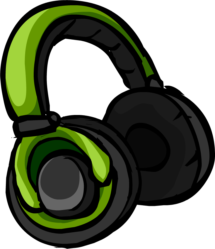 Green Headphones - Club Penguin Green Headphones (734x849)