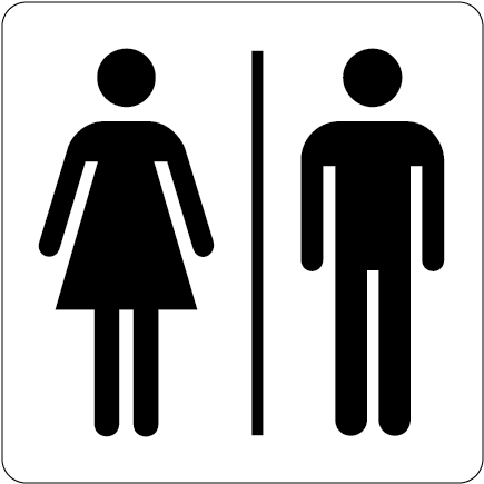Men/women Restroom Sign - Restroom Sign Black And White (455x457)