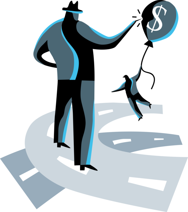 Vector Illustration Of Businessman Deflates Competition - Illustration (622x700)