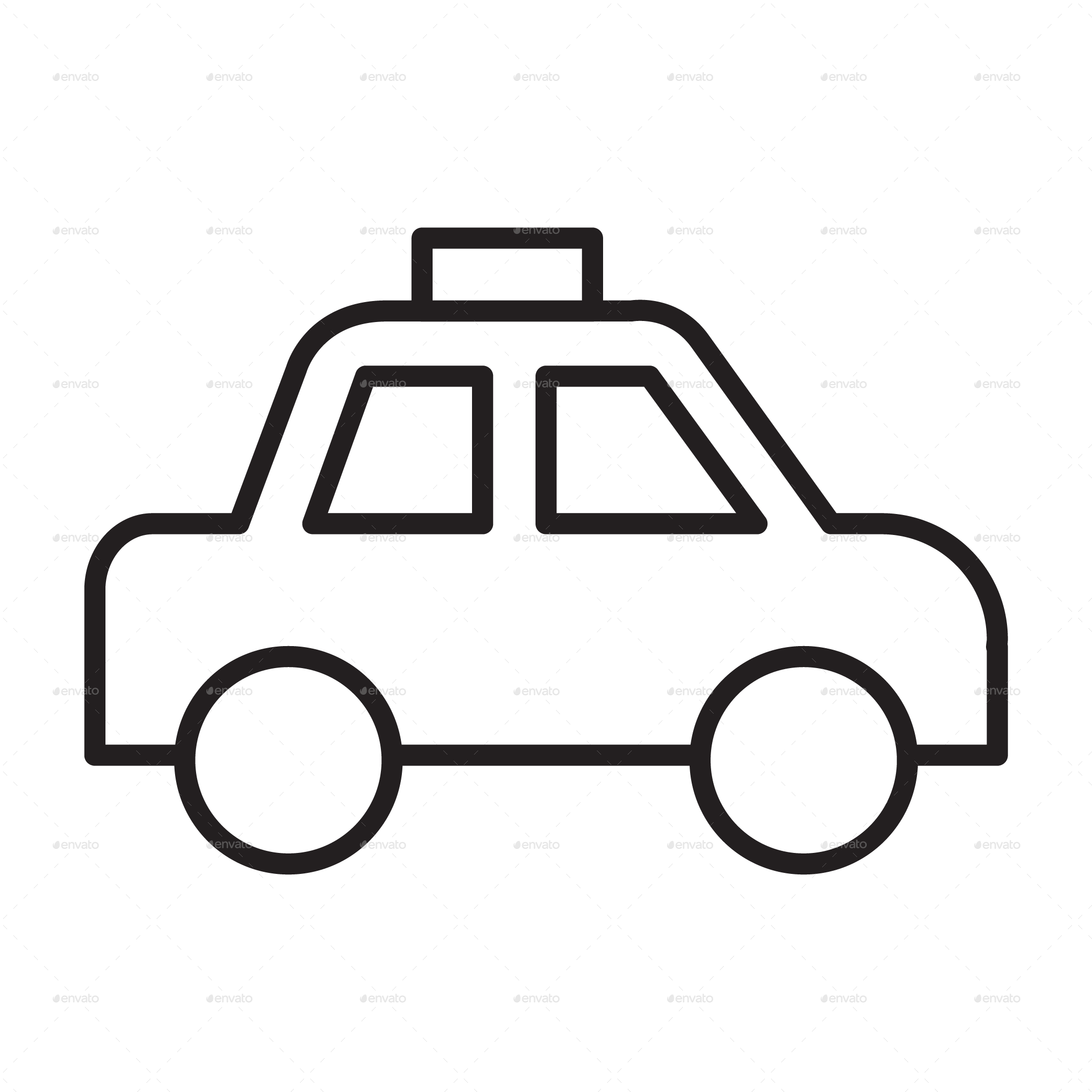 Travel Element Line Icon Set - Taxi Car Drawing (2133x2133)