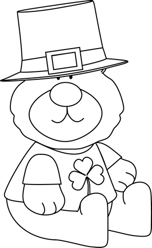 Black And White Saint Patrick's Day Bear - Saint Patricks Black And White (307x500)