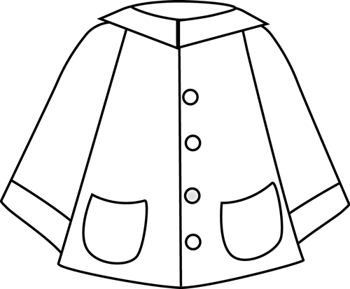 Coat Clipart Black And White - Raincoat Clipart Black And White (500x413)