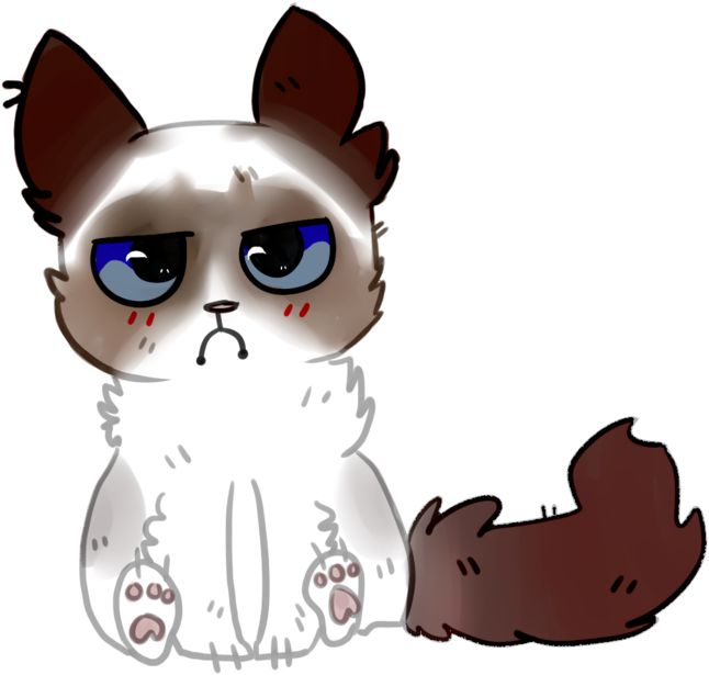 Grumpy Cat Art - Png Cartoon Cat (1024x768)