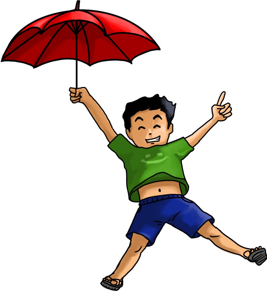 Boy And Umbrella By Justinetutubi Boy And Umbrella - Cartoon Boy With Umbrella (900x982)