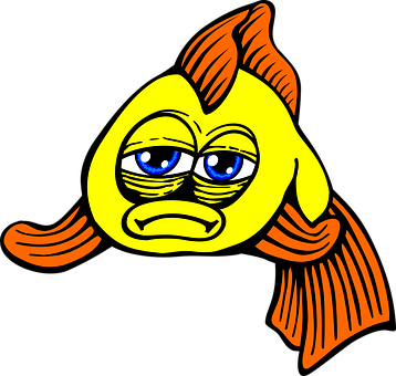Fish Sad Goldfish Yellow Animal Fish Fish - Sad Fish Png (358x340)
