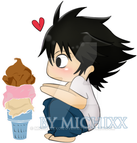 Elle Lawliet Ice Cream By Michellekoilover - Cartoon (600x553)