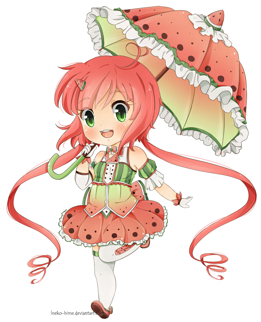 Pichus Find A Watermelon By Pichu90 On Deviantart - Watermelon Anime Girl (900x1093)