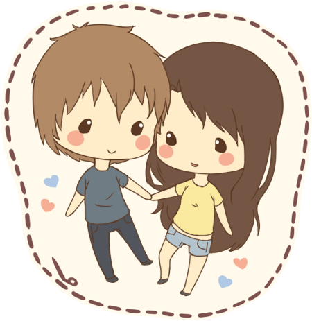 Chibi Drawing Love Anime - Chibi Couple (534x500)