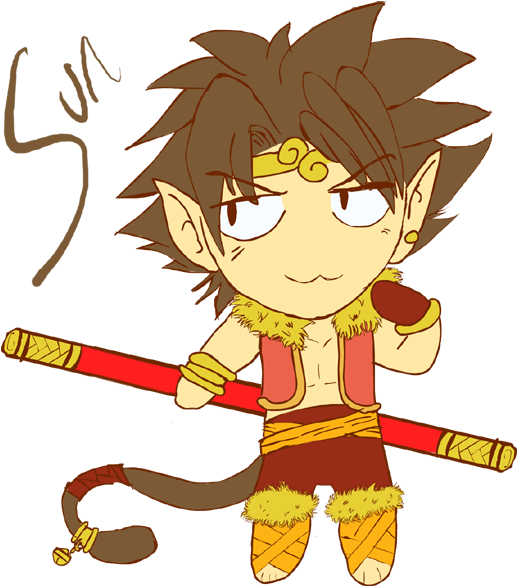 Chibi Sun Wukong Drawing Art Anime - Wukong Chibi Png (538x585)