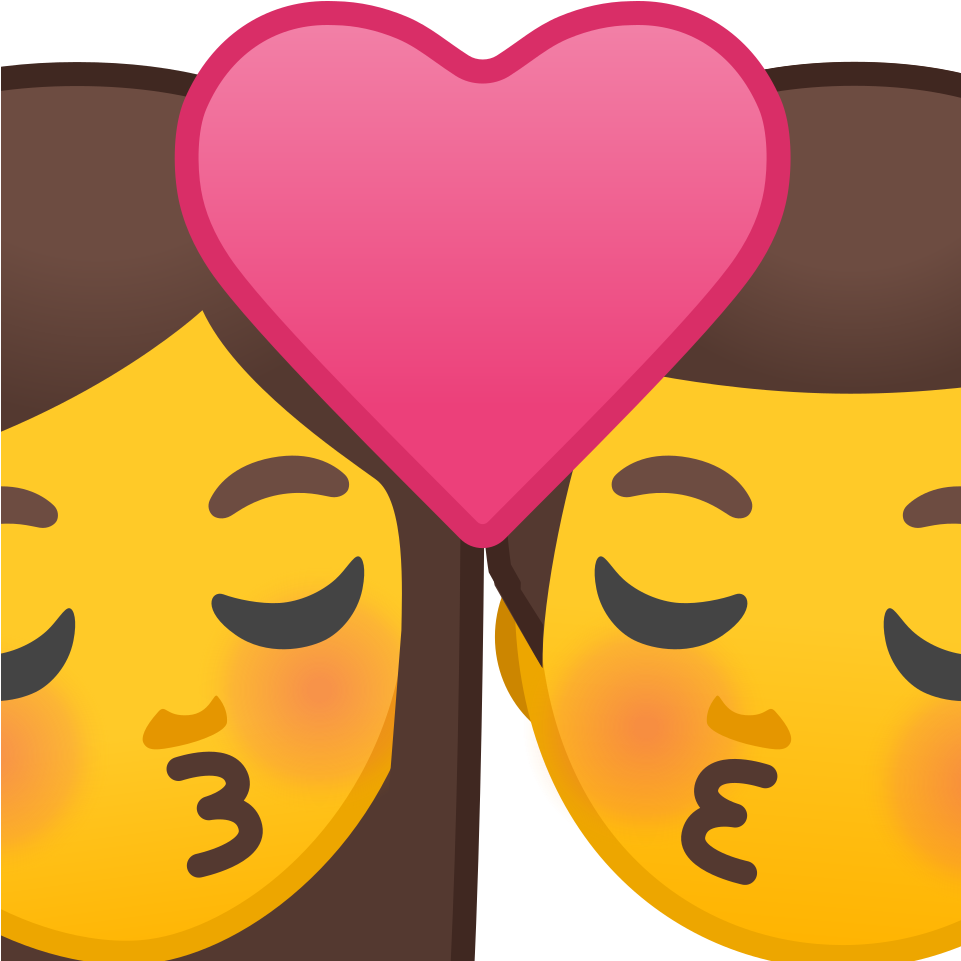 Kiss Woman Man Icon - Emoji Kissing Girls (1024x1024)