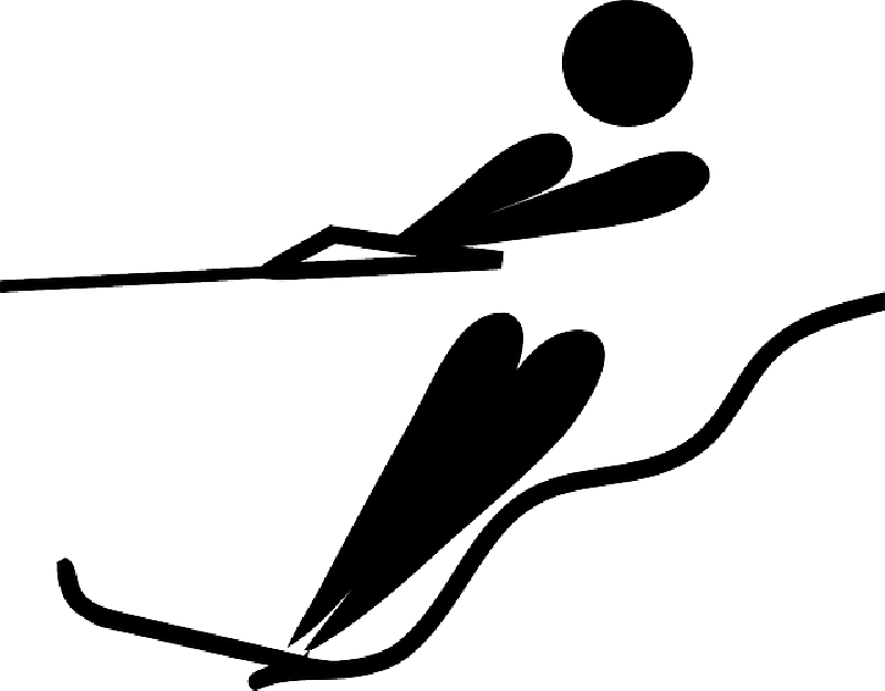 Water, Cartoon, Ski, Sports, Pictogram, Skiing, Olympic - Water Skiing Pictogram (800x625)