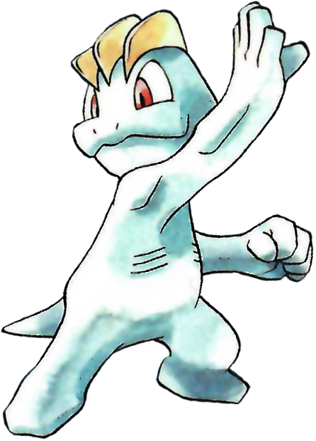 Machop Pokemon Red And Blue Official Art - Imagens Do Machoke Pokemon (446x621)
