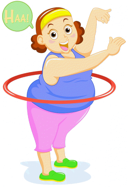 Exercising Lady With Hula Hoop - Fat Women Cartoon Characters (452x640)