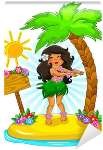 Fototapeta Taniec Hula Na Tropikalnej Wyspie • Pixers® - Niñas Hawaianas Dibujo (400x400)