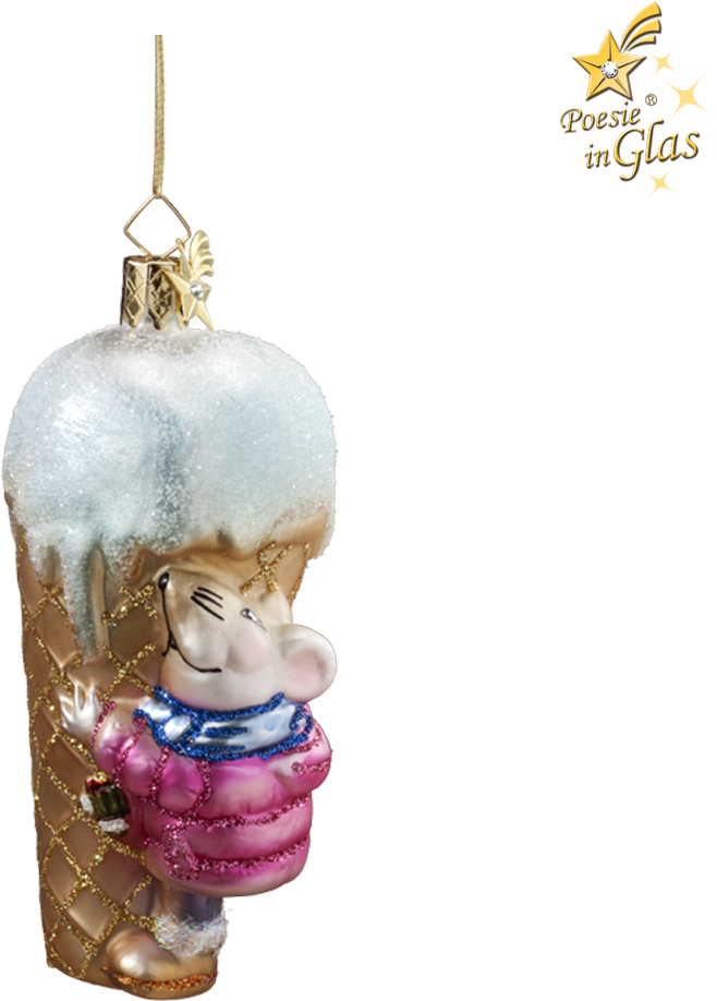 Souris Avec Cornet De Glace - Christmas Ornament (1000x1000)
