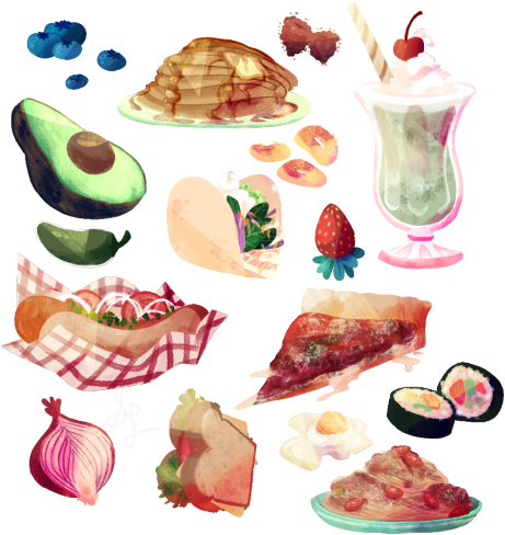 Kinnycups Requests Food Cute Food Illustration Artists - Food Tumblr Png (500x524)