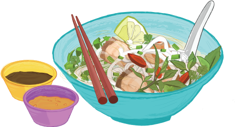 Panicsupper - Vietnam Food Cartoon Png (600x326)