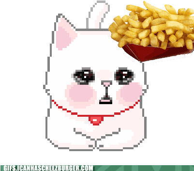 Animated Cat Cheezburger Chips Fast Food Food Fries - Cartoon Cat Foot Gifs (400x400)