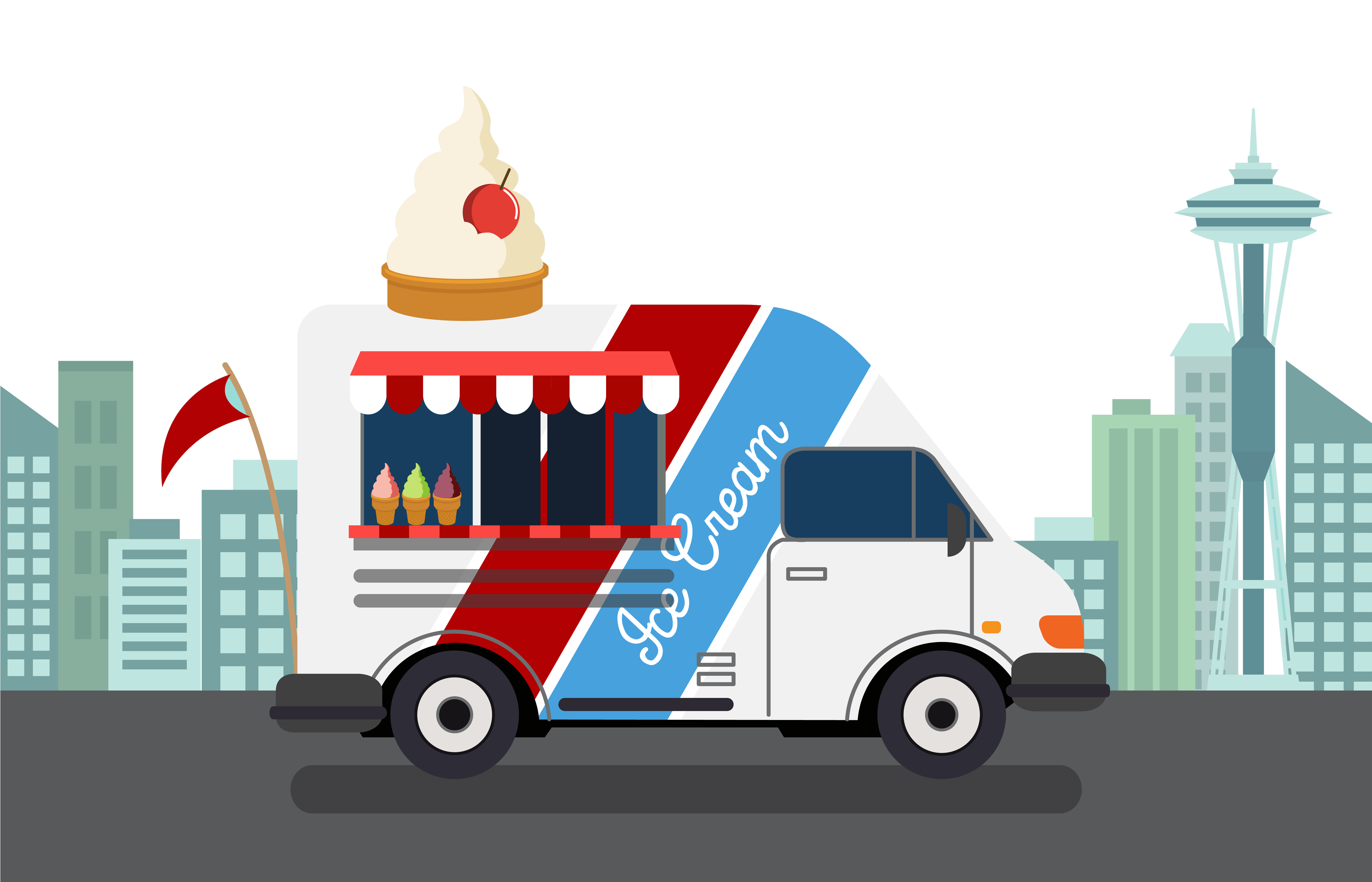 Ice Cream Van Car Street Food - Ice Cream Truck Graphic (4300x3010)