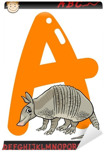 Letter A For Armadillo Cartoon Illustration Wall Mural - Illustration (400x400)